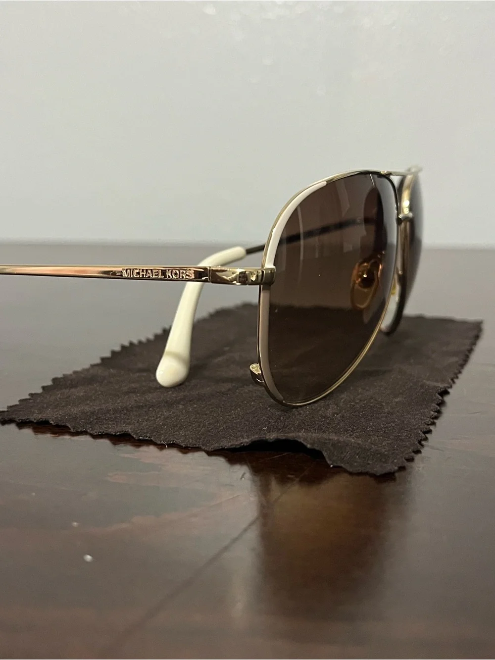 Michael Kors Gold Aviator Sunglasses with Gradient Black Lenses